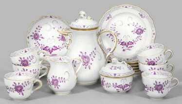 Mokkaservice mit Dekor "Indisch-Purpur"