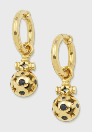 Paar extravagante Creolen mit Saphiren - photo 1 Paar extravagante Creolen mit Saphiren - photo 1