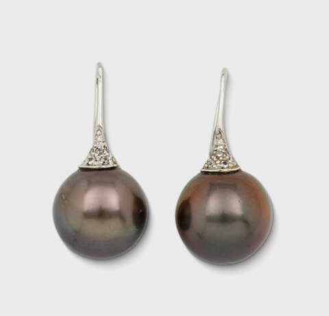 Paar klassische Tahiti-Perlohrringe - photo 1 Paar klassische Tahiti-Perlohrringe - photo 1