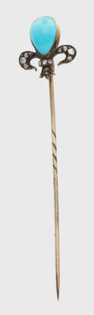 Russische Diamant-Plastronnadel mit Türkis - photo 1 Russische Diamant-Plastronnadel mit Türkis - photo 1