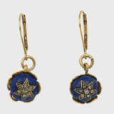 Paar Spätbiedermeier Lapislazuli-Diamant-Ohrringe - photo 1