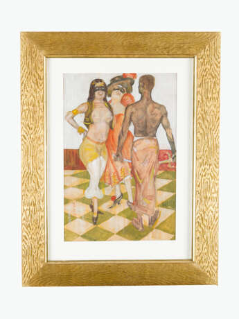 Holub around 1920, Carneval water colour on paper signed bottom left framed under glass - фото 1