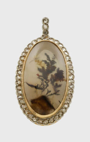 Jugendstil Moosachat-Diamantanhänger - photo 1