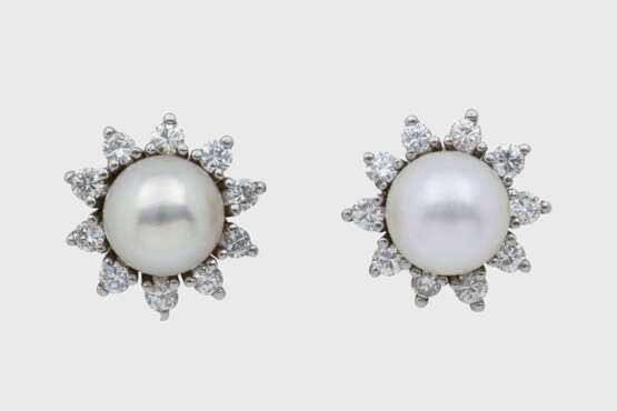 Paar Perl-Brillant-Ohrringe - Foto 1