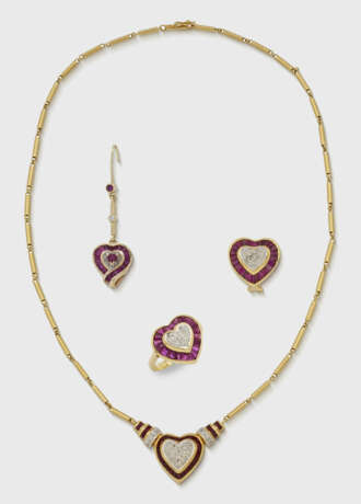 Charmantes Herz-Parure mit Rubinen - photo 1