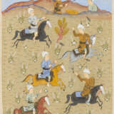 Two Persian Illustrations, Hunting scenes, watercolour on Paper - Foto 3