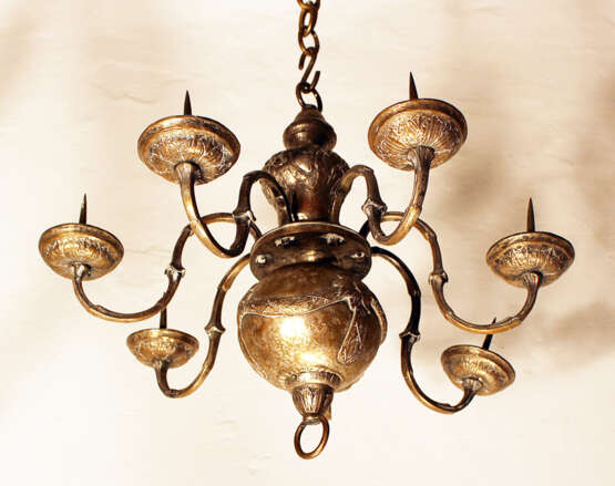 Chandelier, 6 branches, chased copper , silvered, Austrian 18. century - Foto 2