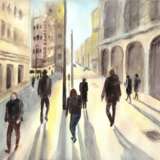 Тени в городе Бумага Акварель Импрессионизм Городской пейзаж Москва 2021 г. - фото 1