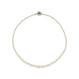 NATURAL PEARL, CULTURED PEARL, EMERALD AND DIAMOND NECKLACE - photo 1