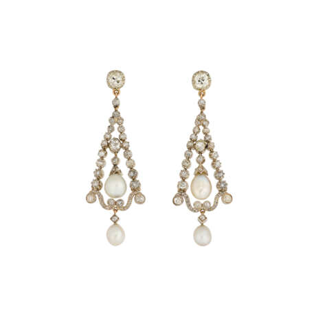 LATE 19TH CENTURY NATURAL PEARL AND DIAMOND EARRINGS - photo 1
