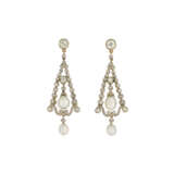 LATE 19TH CENTURY NATURAL PEARL AND DIAMOND EARRINGS - photo 1