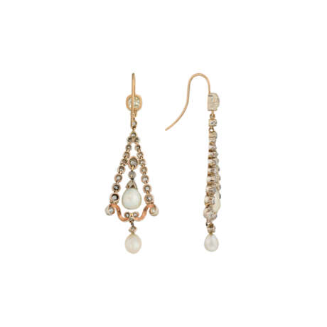 LATE 19TH CENTURY NATURAL PEARL AND DIAMOND EARRINGS - photo 2