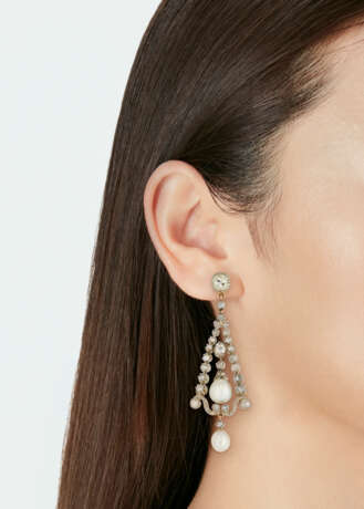 LATE 19TH CENTURY NATURAL PEARL AND DIAMOND EARRINGS - photo 3