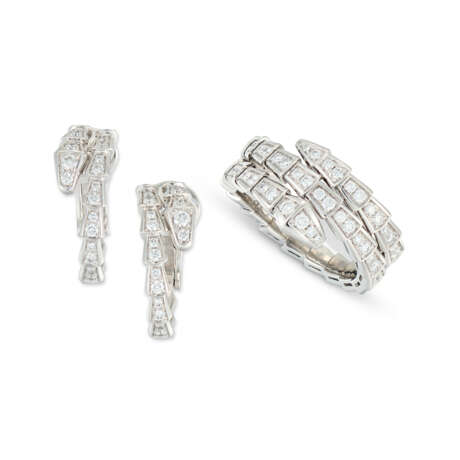 BULGARI DIAMOND AND GOLD 'SERPENTI VIPER' RING AND EARRING SET - photo 1
