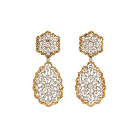 BUCCELLATI GOLD AND DIAMOND PENDENT EARRINGS - photo 1