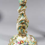 Two Porcelain candlesticks, curved shape, painted, 19. century - photo 2