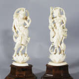 Pair of Indian I. statue on wooden bases - Foto 1