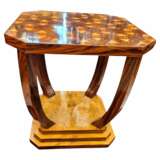 Art Deco style pedestal table with wooden marquetry circa 1980 Bois naturel 20th century - photo 1