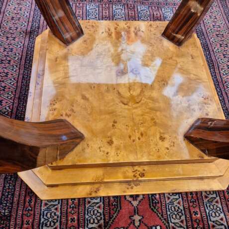 Art Deco style pedestal table with wooden marquetry circa 1980 Bois naturel 20th century - photo 2