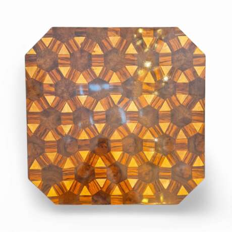 Art Deco style pedestal table with wooden marquetry circa 1980 Bois naturel 20th century - photo 5