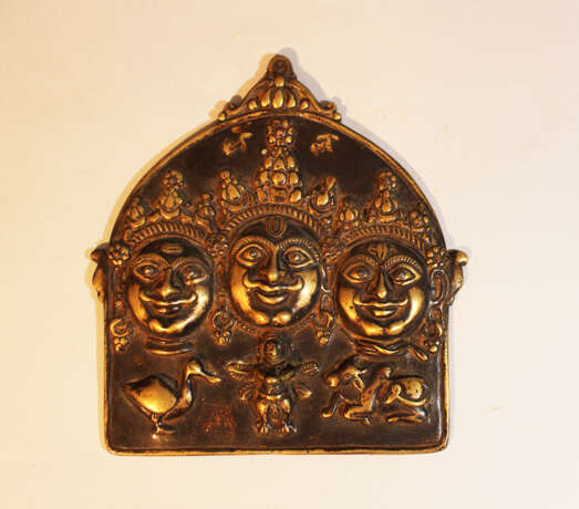 Asian Bronze plaque, cast , original patina - Foto 1
