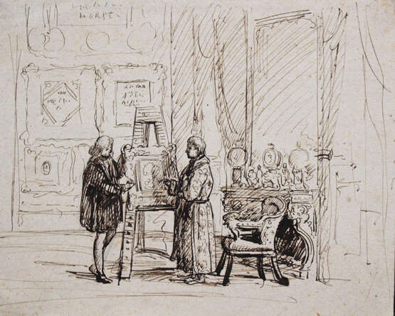 French mid 19. century, Collectors studio, black ink on paper - photo 2