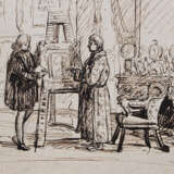 French mid 19. century, Collectors studio, black ink on paper - Foto 3