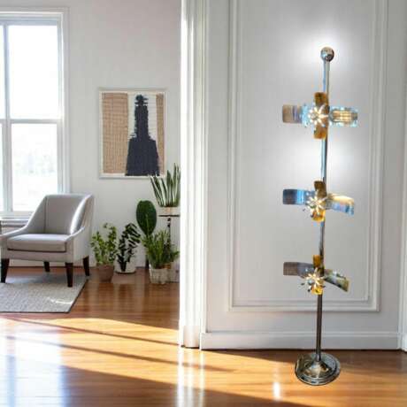 Rare Italian Space Age Floor Lamp with Floating Light Modules 1970s Wood 20th century - photo 8 Rare Italian Space Age Floor Lamp with Floating Light Modules 1970s Wood 20th century - photo 8