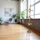 Rare Italian Space Age Floor Lamp with Floating Light Modules 1970s Wood 20th century - photo 9