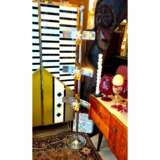 Rare Italian Space Age Floor Lamp with Floating Light Modules 1970s Wood 20th century - photo 10