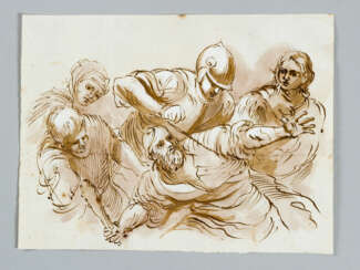 Italian Artist 18. century, Drawing, face study, brown ink on paper