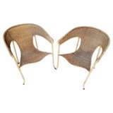 Mid-Century Modern Pair of Wicker Armchairs by Francis Mair Bois naturel Mid-20th century - photo 1