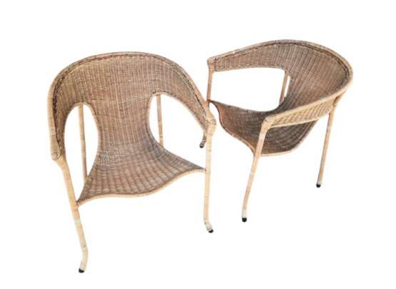 Mid-Century Modern Pair of Wicker Armchairs by Francis Mair Bois naturel Mid-20th century - photo 8