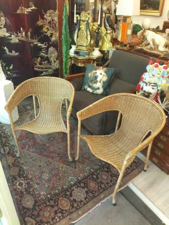 Mid-Century Modern Pair of Wicker Armchairs by Francis Mair Bois naturel Mid-20th century - photo 14
