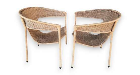 Mid-Century Modern Pair of Wicker Armchairs by Francis Mair Bois naturel Mid-20th century - photo 15