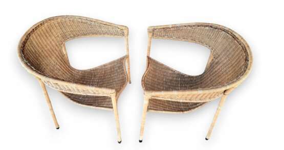 Mid-Century Modern Pair of Wicker Armchairs by Francis Mair Bois naturel Mid-20th century - photo 16