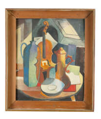 Cubist early 20. century, still life, oil on board, framed, monogrammed