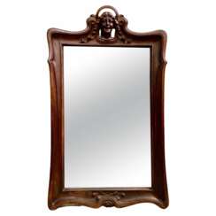 Art Nouveau Mirror in Solid Mahogany, in the Style of Eugene Vallin