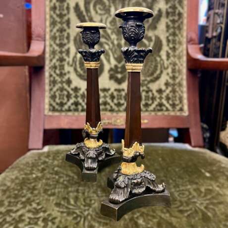 19th Century Pair of Double Patina Bronze Candlesticks Bronce Louis-Philippe Carl X 19th century - photo 5 19th Century Pair of Double Patina Bronze Candlesticks Bronce Louis-Philippe Carl X 19th century - photo 5