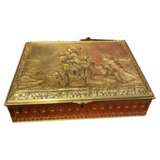 19th Century Gilt Bronze Jewelry Box depicting Lovers from Classical Antiquity Bronce Napoleon III 19th century - photo 1