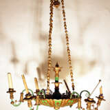 6 light chandelier, wood carved , bronze mounts, painted 19. century - photo 2