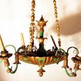6 light chandelier, wood carved , bronze mounts, painted 19. century - фото 3