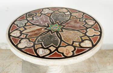 Florentine Pietra Dura Table, sculpted marble base , 19. century