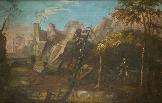 Italian artist around 1700, mountains, oil on wood, framed - Foto 2