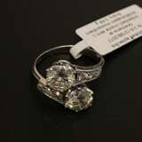 Platinum ring with diamonds and synthetic moissanites Platinum Other style 21th century - photo 1