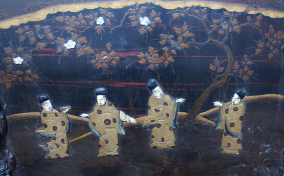 Asian painted lacquer tray wood roots, I carvings, 19.century - photo 2