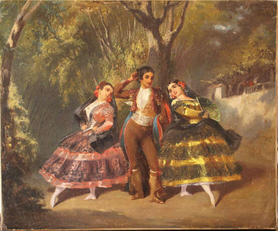 Spanish school 19.century, folk dance, Oil on canvas - photo 1