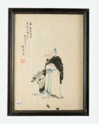 Chinese Painting, Indian ink on paper, under glass, signed, 19.Qing Dynasty