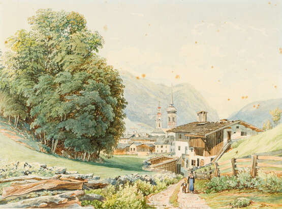 Austrian school 19.century, alpine landscape, watercolour on paper - фото 2