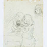 Josef Dannhauser /1805-1845) drawing black chalk on paper, children, estate stamp - Foto 1